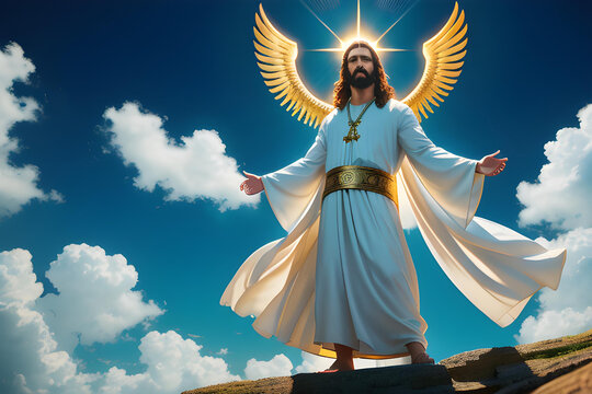 Christian symbols - Jesus Christ , God, cross, Heavens, Ascension Day, Advent, Christmas concept.