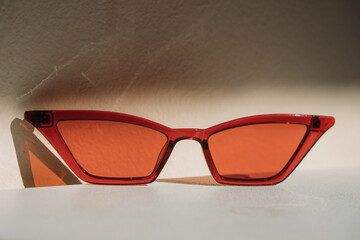 red sunglasses isolated on white