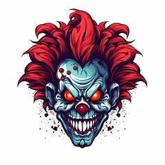 Spooky Clown Gamer Logo. Generative AI