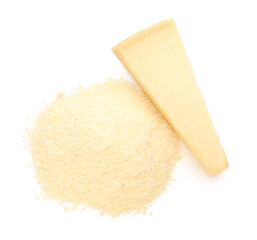 Tasty Parmesan cheese on white background