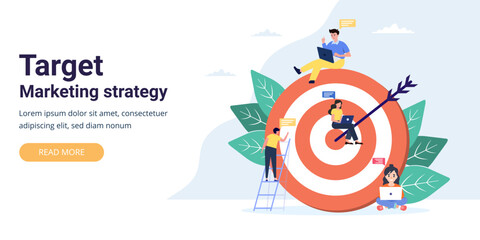 concept of challenge, aim, achievement, teamwork, business, target marketing can use for web design, landing page, ui, template, mobile app, flyer, poster.	
