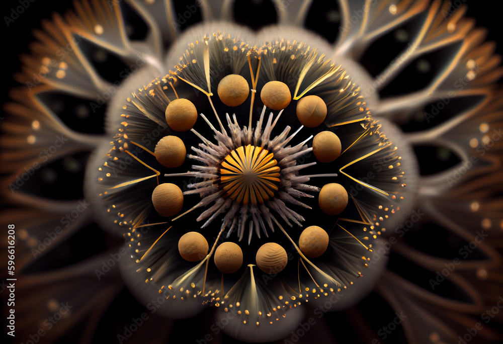 Poster Beautiful abstract illustration of an Dandelion - supports liver and kidney function. Generative AI technology.

