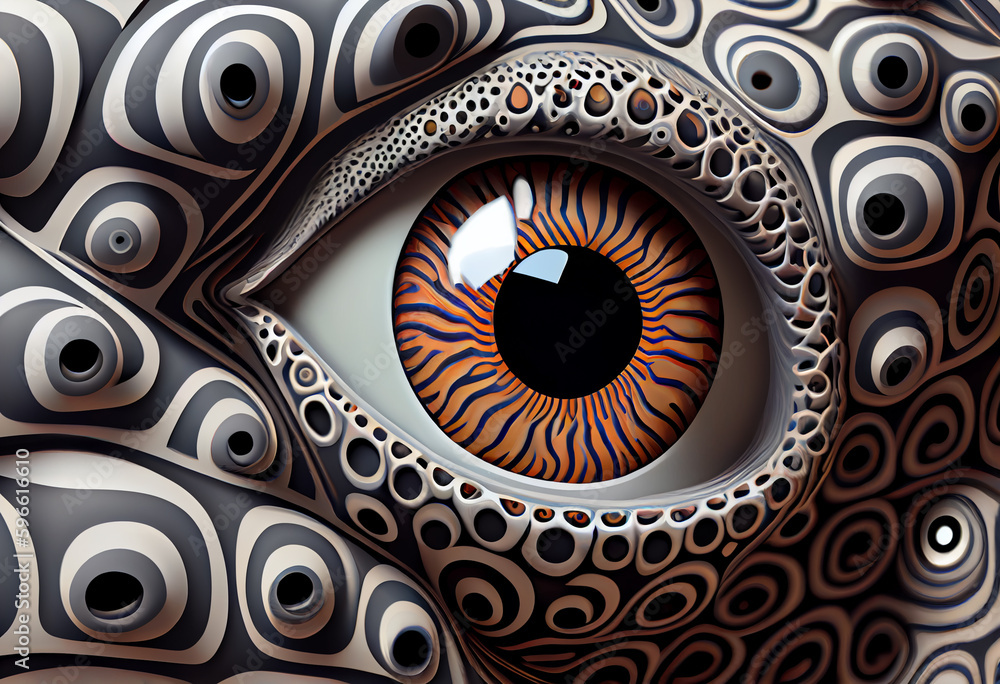 Poster beautiful abstract illustration of an eye background. generative ai technology.