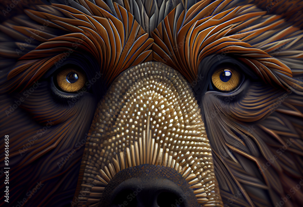Poster beautiful abstract illustration of an bear background. generative ai technology.
