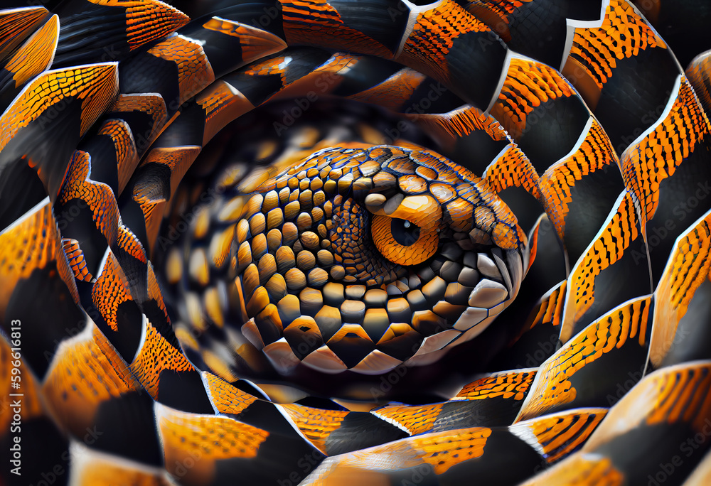 Poster beautiful abstract illustration of an snake background. generative ai technology.