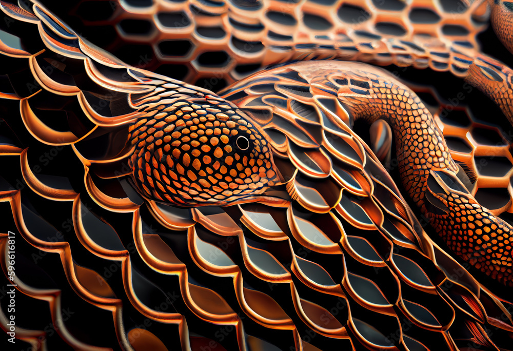 Poster beautiful abstract illustration of an snake background. generative ai technology.