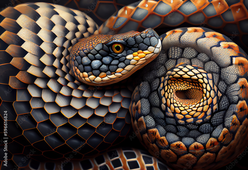 Poster beautiful abstract illustration of an snake background. generative ai technology.