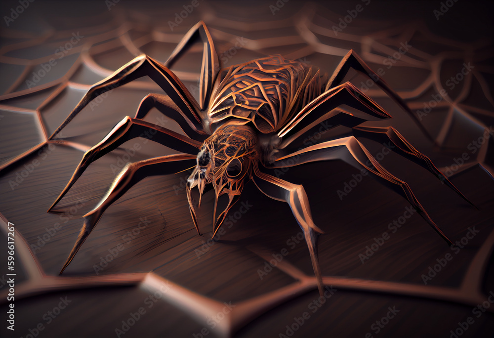 Poster Beautiful abstract illustration of an Spider background. Generative AI technology.

