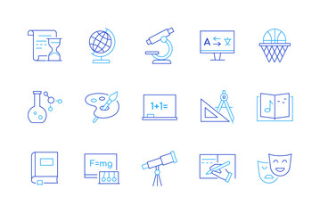 Science and education - set of modern line design style icons