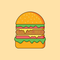 hamburger vector design illustration artwork. Suitable to use on t-shirt, sticker, mug, etc. 
