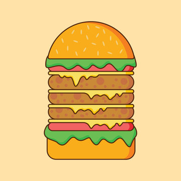 hamburger vector design illustration artwork. Suitable to use on t-shirt, sticker, mug, etc. 
