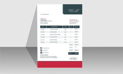 Minimal Corporate Business Invoice design template vector illustration bill form price invoice. Creative invoice template vector. business stationery design payment agreement design template.
