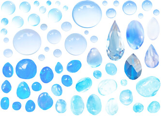 切り抜き透過素材セットー水滴とガラスの雫