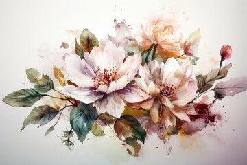 Fototapeta na wymiar Spring floral art piece in watercolor medium. Generative AI