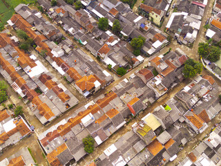 Aerial Photography. Panoramic view of residential houses on the outskirts of Bandung - Indonesia