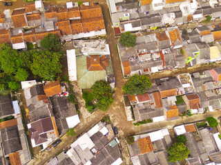 Aerial Photography. Panoramic view of residential houses on the outskirts of Bandung - Indonesia