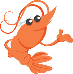 Flat Orange Chef Prawn character with isolated background