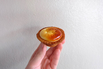 Close up baked cheese on butter tarts