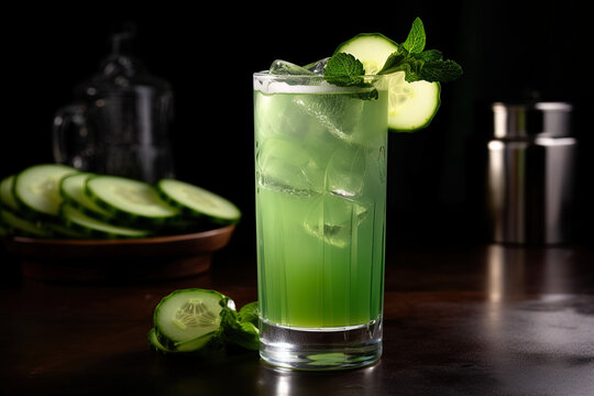 Cucumber Cooler. A refreshing drink made with cucumber juice, gin and lime juice