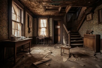 Abandoned haunted house. Generate Ai