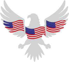 Flag day united states. Editable vector illustration, easy to change color or size. Eagle with US flag. eps 10.