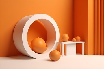 minimal scene, minimal background, minimal background orange, minimal background white, minimal scene backdrop with clean design, orange and white scene, AI generator, promotion, minimal scene