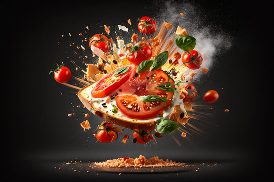 Pizza Dorade Tomate Spaghetti Nudeln Tomaten Salat Calzone