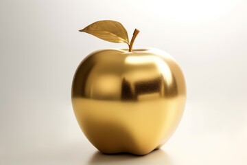 Golden bright apple. Generate Ai