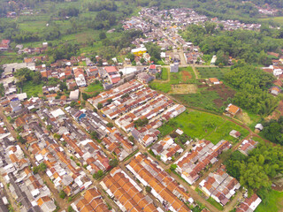 Aerial Photography. Aerial view of a typical suburb in Bandung City - Indonesia