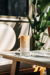 ice latte on table