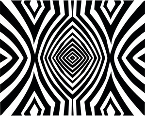 Monochrome wave stripes abstract background, optical black and white lines illustration, linear pattern, 