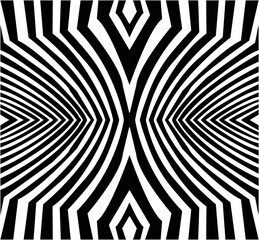 Monochrome wave stripes abstract background, optical black and white lines illustration, linear pattern, 