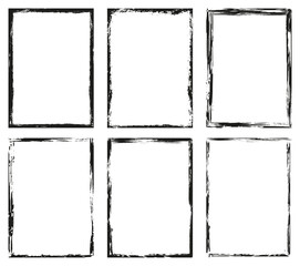 Set of rectangular frames. Grunge frame. Collection of empty borders, frames. Rough background. Isolated vector illustration on a white background.