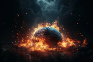Obraz premium Earth on fire. Generate Ai