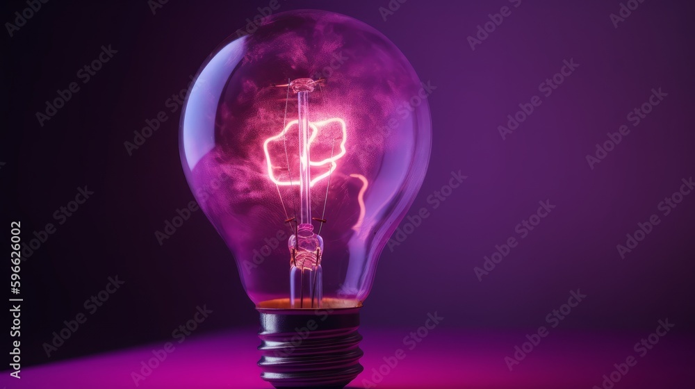 Aufkleber Image of lightbulb with purple stains on purple background created with generative ai technology