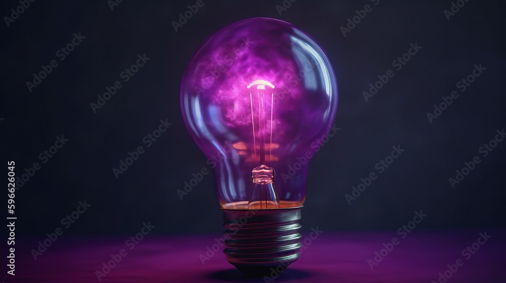 Aufkleber image of lightbulb with purple stains on purple background created with generative ai technology