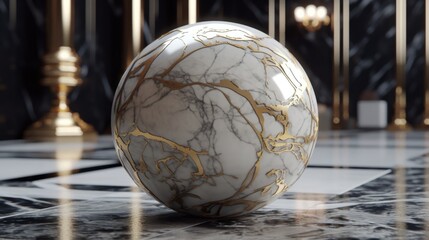 Fototapeta premium Marble Design Sealed with Gold Wallpaper. Generative ai