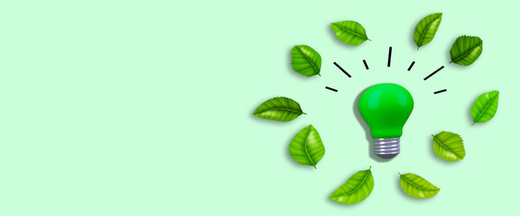  Light bulbs with green leaves.