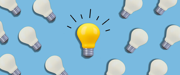 One out unique idea light bulb concept