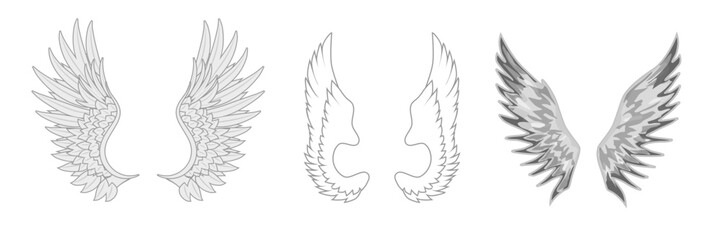 a selection of simple drawings of wings of angels