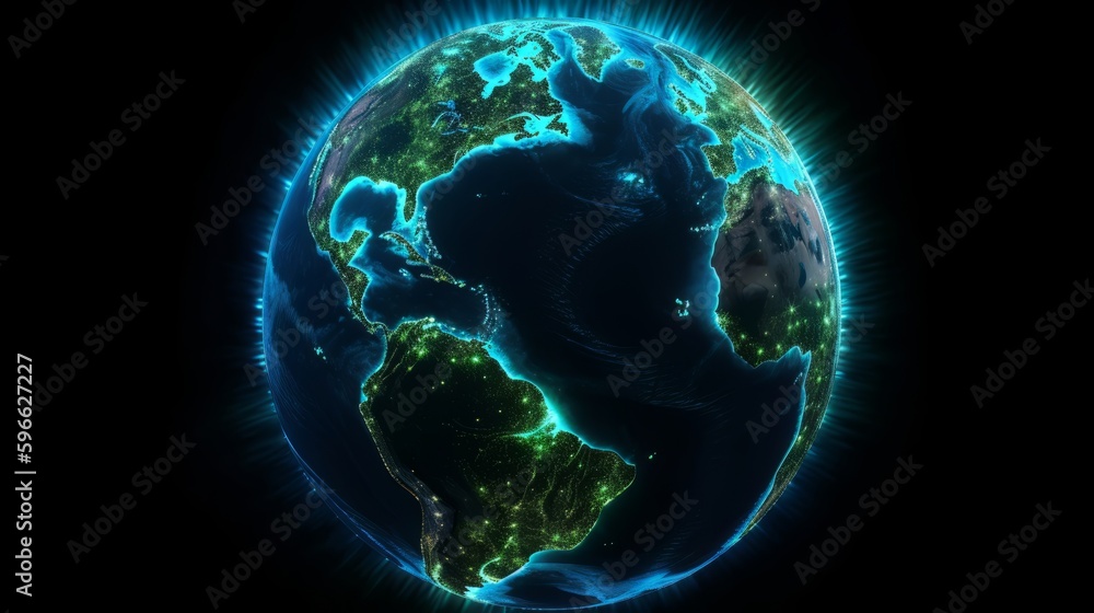 Poster Earth turning on itself with Earth image courtesy. Generative ai