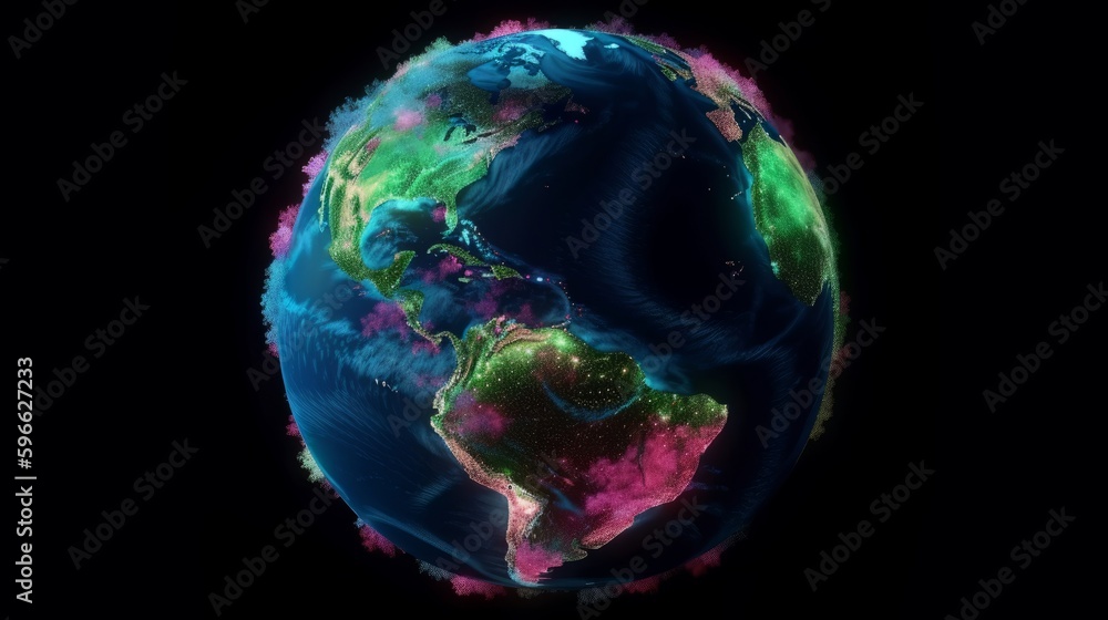 Poster Earth turning on itself with Earth image courtesy. Generative ai