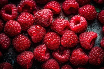fresh red raspberries background