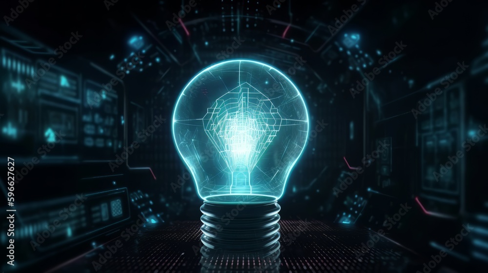 Aufkleber a determined businessman holds a glowing lightbulb, symbolizing his bright ideas and innovative solu