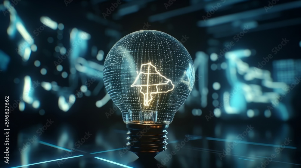 Aufkleber a determined businessman holds a glowing lightbulb, symbolizing his bright ideas and innovative solu