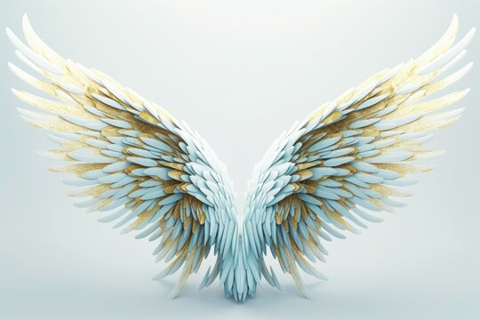 Golden white angel wings nature. Generate Ai