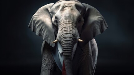 Portrait of an Elephant Dressed in a Formal Business Suit, The Elegant Boss Elephant, Generative Ai