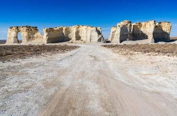 Clear Spring Day at Monument Rocks