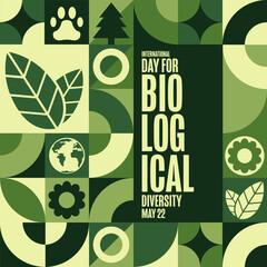 International Day for Biological Diversity. May 22. Holiday concept. Template for background, banner, card, poster with text inscription. Vector EPS10 illustration.