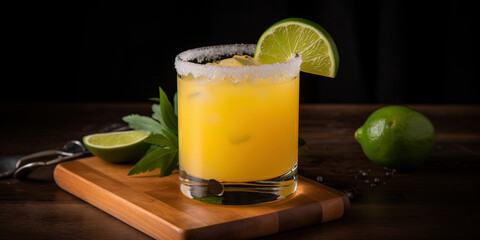 Fototapeta premium Mango Margarita. A tropical twist on a classic margarita